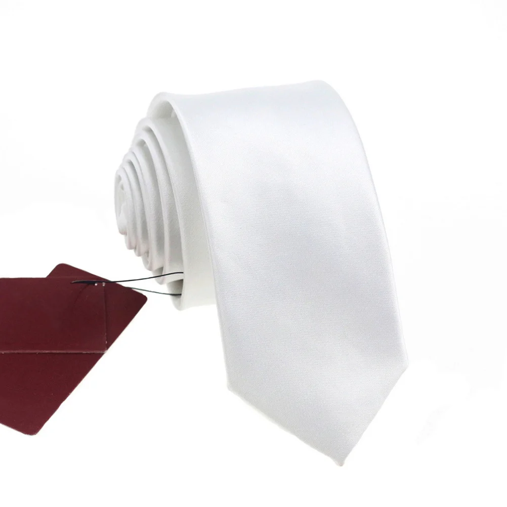White 5Cm Solid Color Ties For Men Party Costume Clothes Decoration Cosplay Necktie Apparel Accessory Fashion Gift