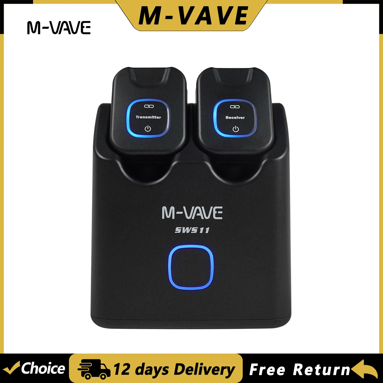 

M-VAVE WP-11 5.8GHz Wireless Guitar System Rechargeable Transmitter Receiver Set 6 Signal Channel 48K/24bit Resolution