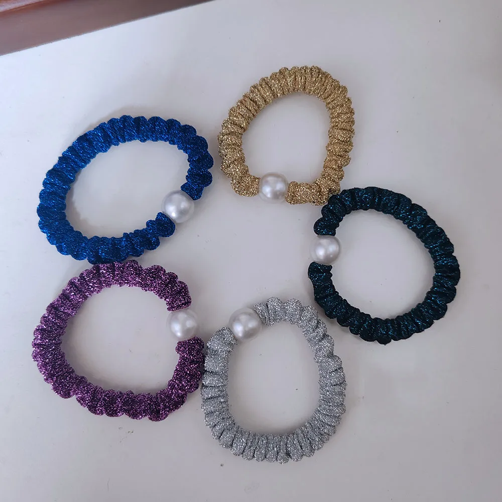 2PC European and American Shining Brightly High Elasticity Hair Ties for Women Girls Ponytail Holder Hair Rings Rope Accessories