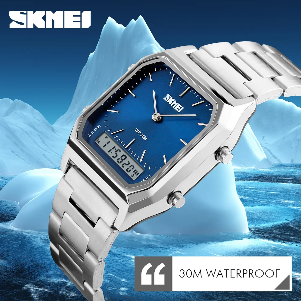 SKMEI 1220 Quartz Wristwatches relogio masculino Fashion Casual Watch  Men Digital Dual Time Sports Chronograph 3bar Waterproof