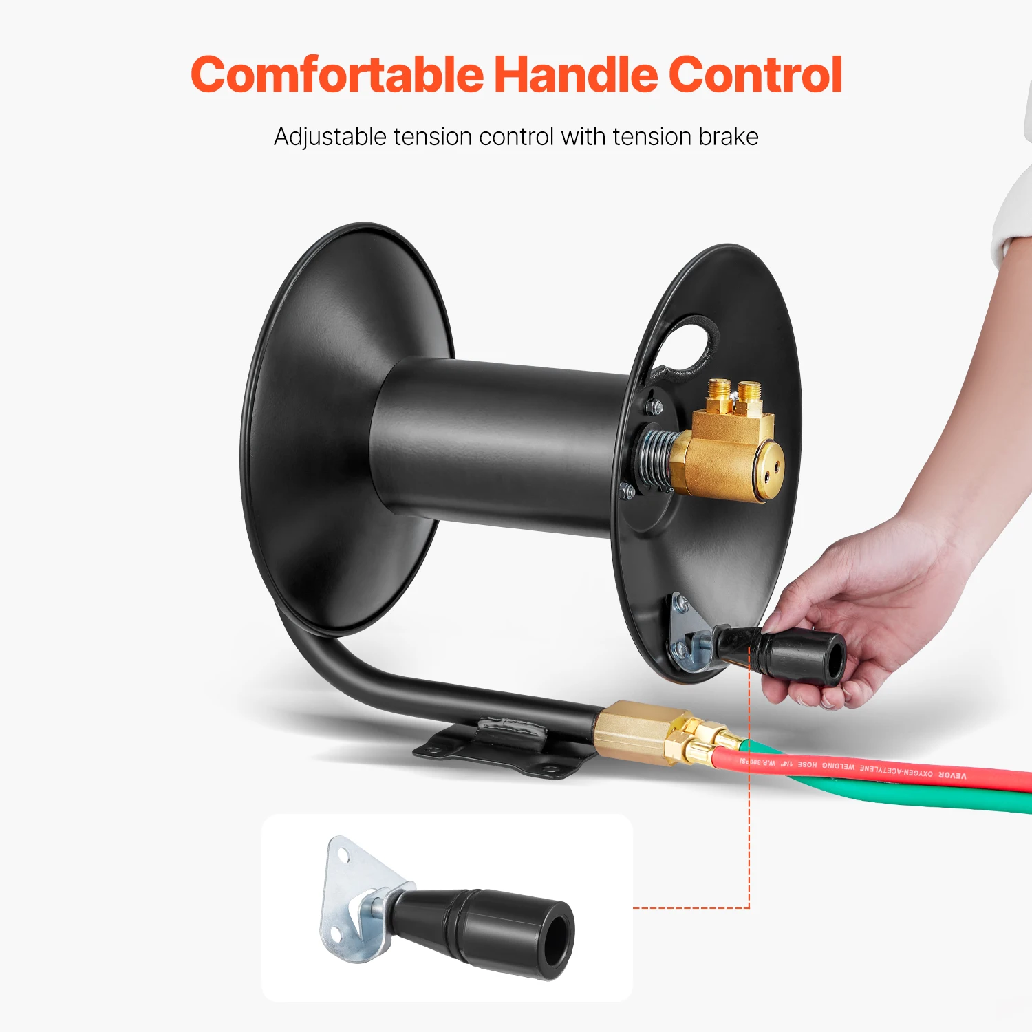 SucceBuy 용접 호스 릴 핸드 크랭크 되감기 호스(3FT 리드인 호스 포함) 천장/벽 장착형 작업장용 헤비 듀티 스틸 릴
