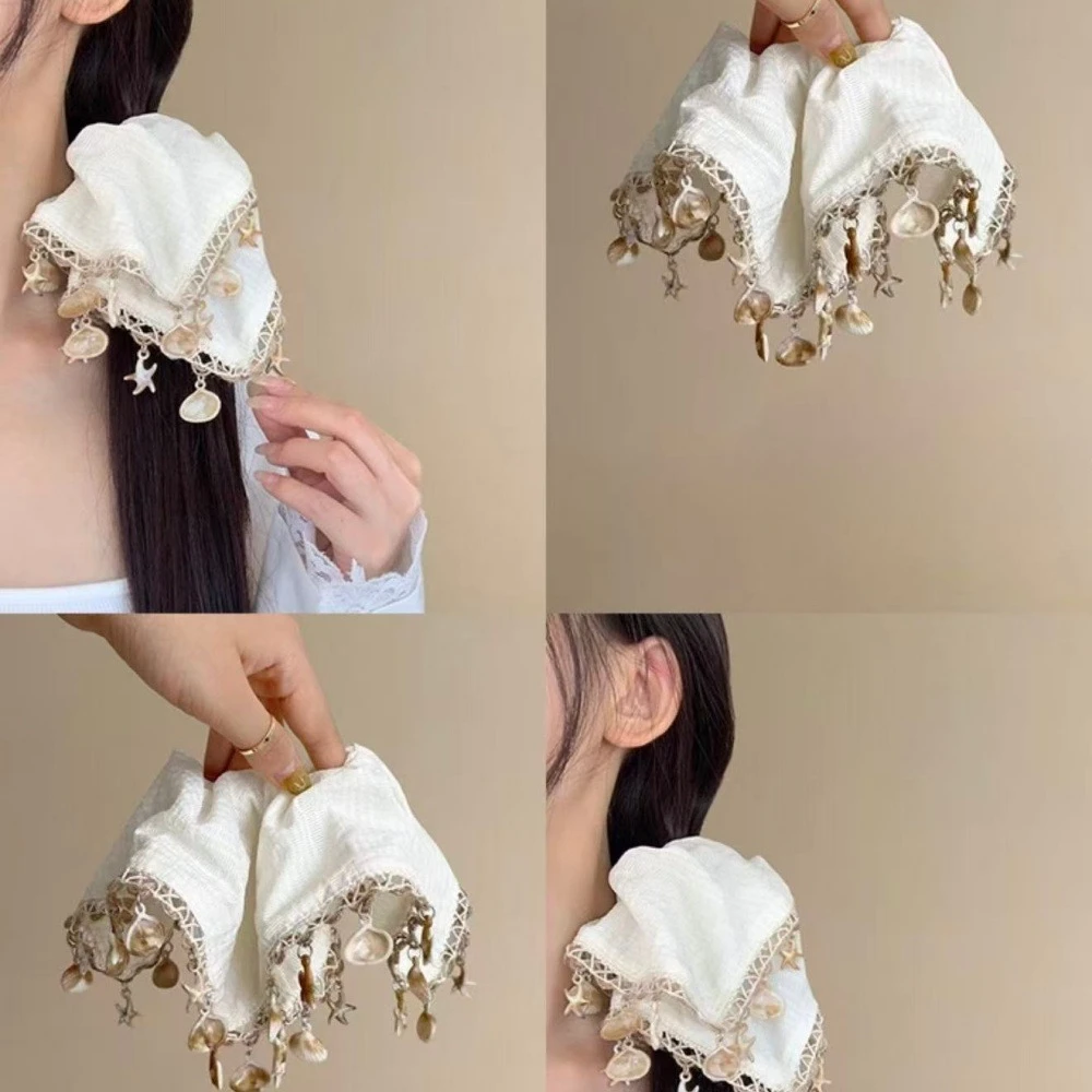 starfish shells square scarf headband fairy vacation style fringe niche design Bohemian hair Summer Seaside Decoration accessory view 4