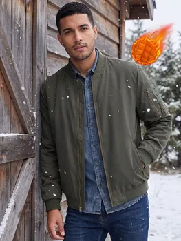 Men's Multi-Pocket Bomber Parka 4 Autumn Winter Men's Bomber Jacket, Warm Windbreaker Full Zip Military Pilot Jacket Casual Windproof Outdoor Coats 4