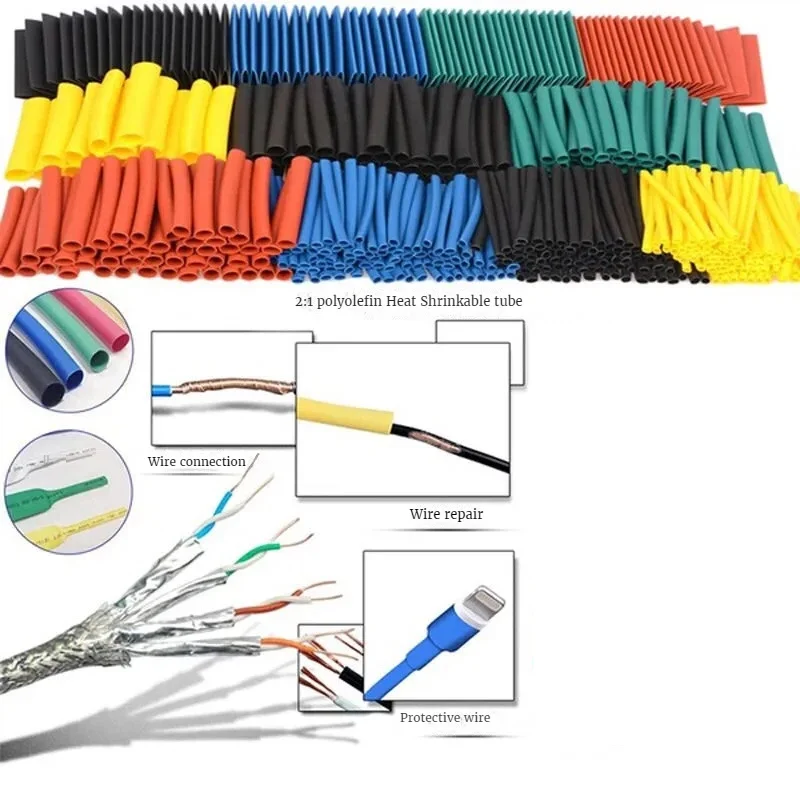 Tubo termorretráctil de 328 piezas 2:1, envoltura de Cable eléctrico impermeable, surtido de aislamiento eléctrico, Kit de Tubo termorretráctil