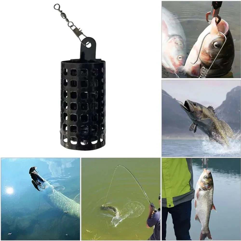 10PCS Fishing Tackle Feeder Cage Stainless Steel Lure Fishing Feeders Round Square Feeder Basket Cage Fishings Lure Cage