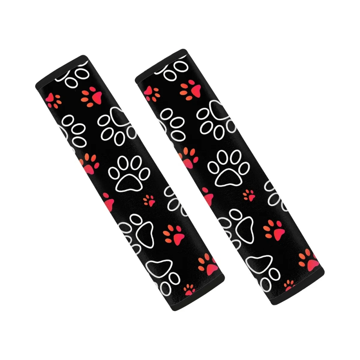 Colorful Dog Paw Pattern Print Set Shoulder Strap Pads Fit Most Vehicle Auto Seat Belt Set Covers Animal Footprints Seatbelt Pad