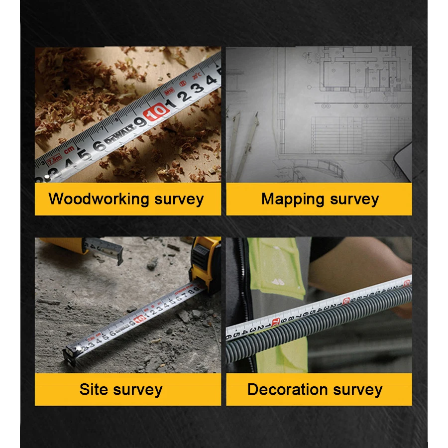 Imagem -04 - Dewalt-ferramentas de Medição de Carpintaria de Construção Fita Métrica Dupla Face Dwht36156l23 Dwht36158l-23 5m 75 m