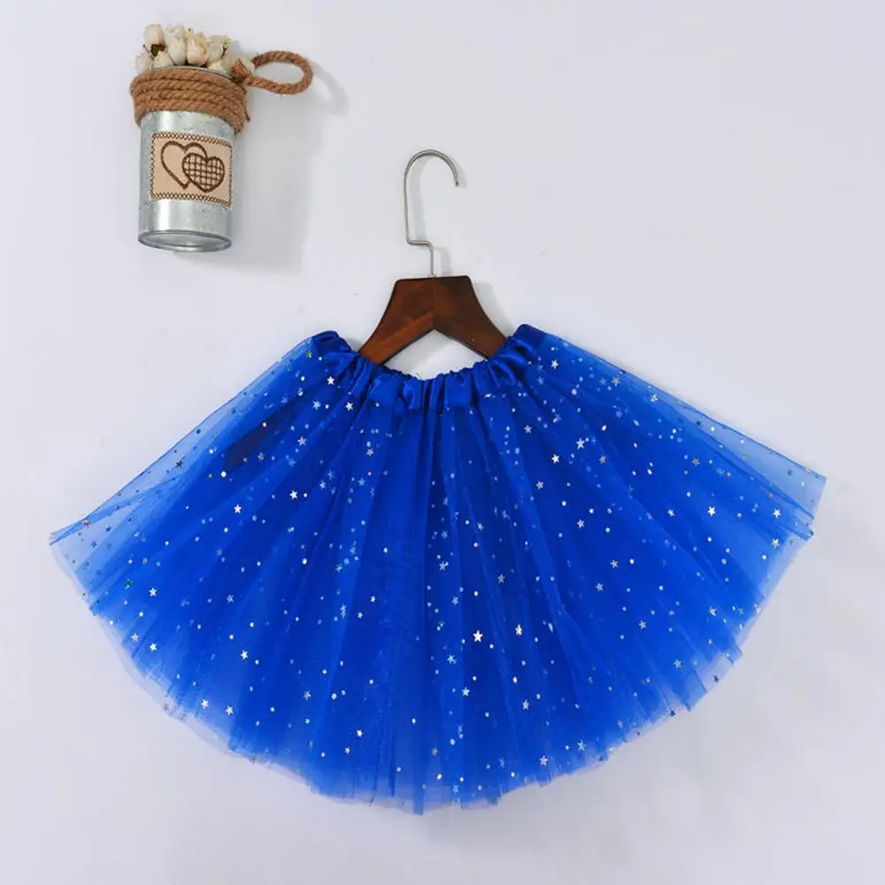 Fashion Kids Baby Star Glitter Dance Tutu Skirt For Girl Sequin 3 Layers Tulle Toddler Pettiskirt Children Chiffon 3-8T Girls