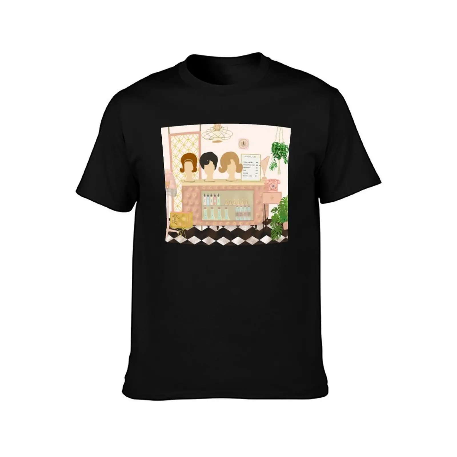 Vintage Salon T-Shirt, Summer Casual Cotton Tee, Oversized Streetwear Tops, Vintage Graphic Print, Loose Fit Short Sleeve