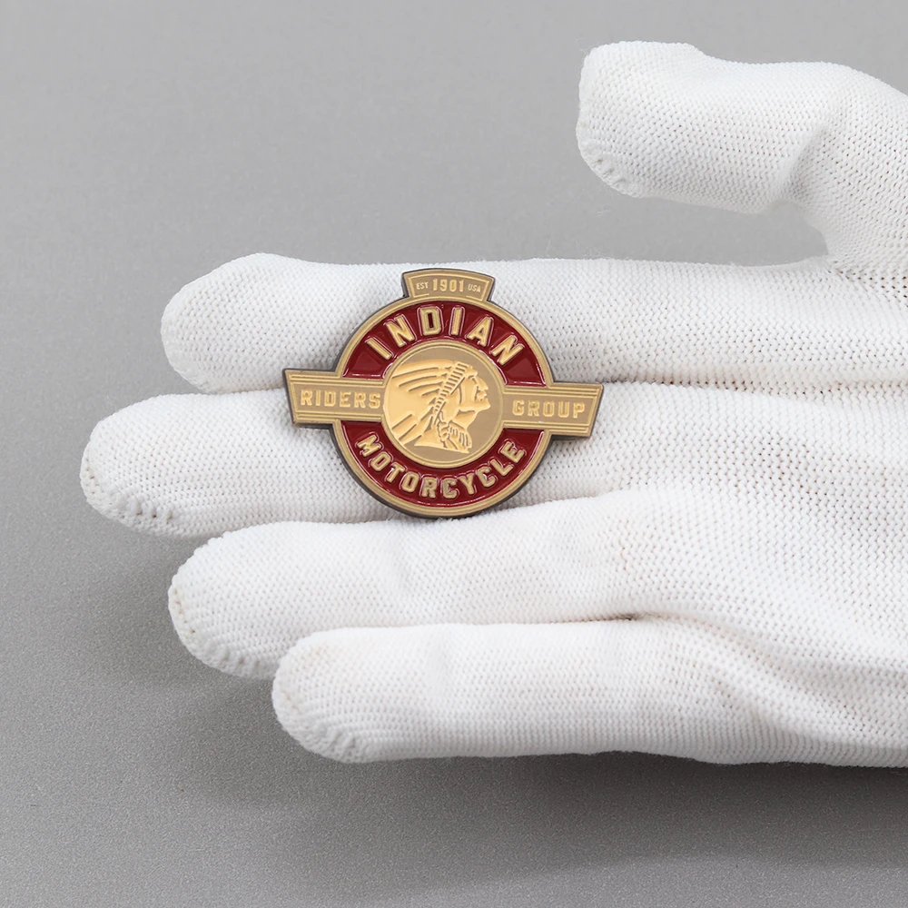 Indian-Motorcycle-Est.1901 Riders Group Logo-Abzeichen Vintage Metall-Emaille-Anstecknadel für Club-Fans, Liebhaber, Sammler, Souvenirs, Reversnadel, Geschenk – Detail 6