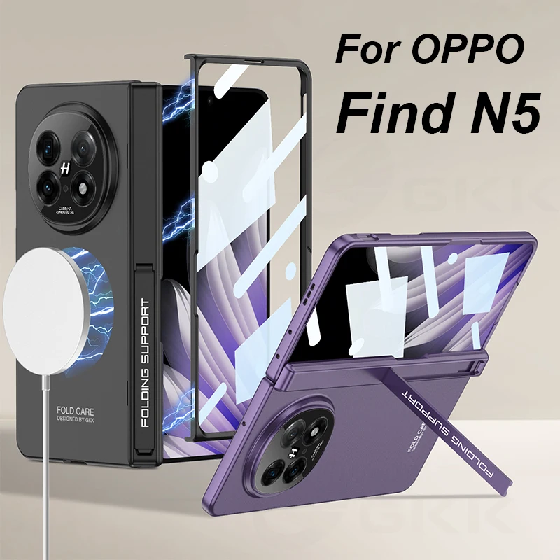 Magnetic Hinge Stand Armor Case For OPPO Find N5 Magnetic Wireless Charge Screen Glass Protective Cover For Oppo Find N5 Case