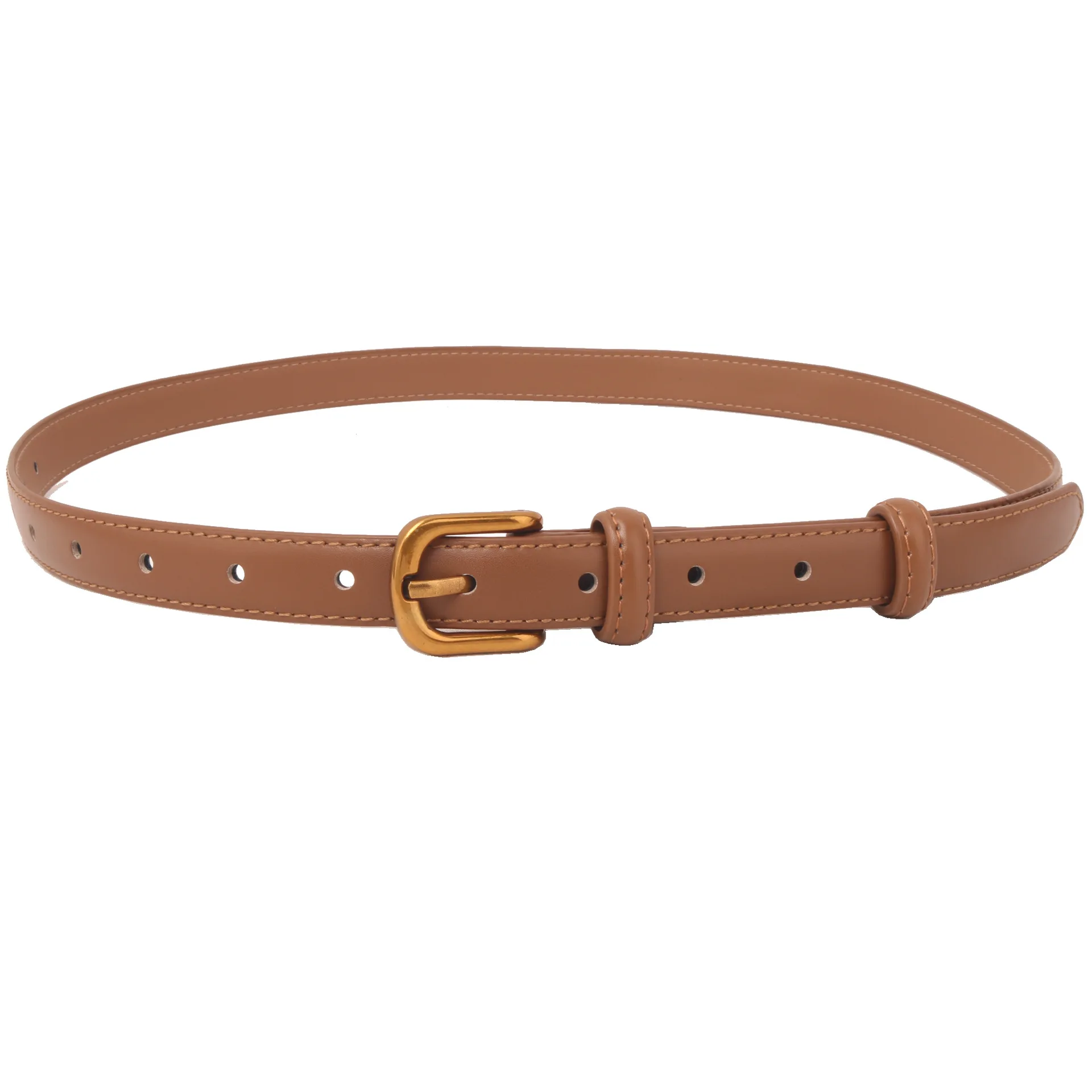 Ремень женский практичный простой джинсовый универсальный повседневный кожаный тонкий винтажный брючный ремень из воловьей кожи