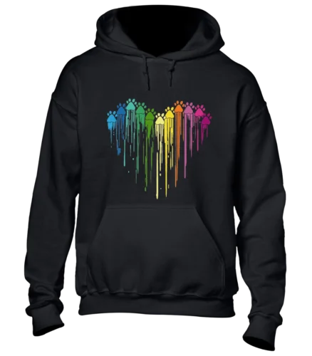 

Polarshe LOVE HEART PAINT PAW PRINT HOODY HOODIE COOL ANIMAL DOG LOVER CAT GIFT PRESENT