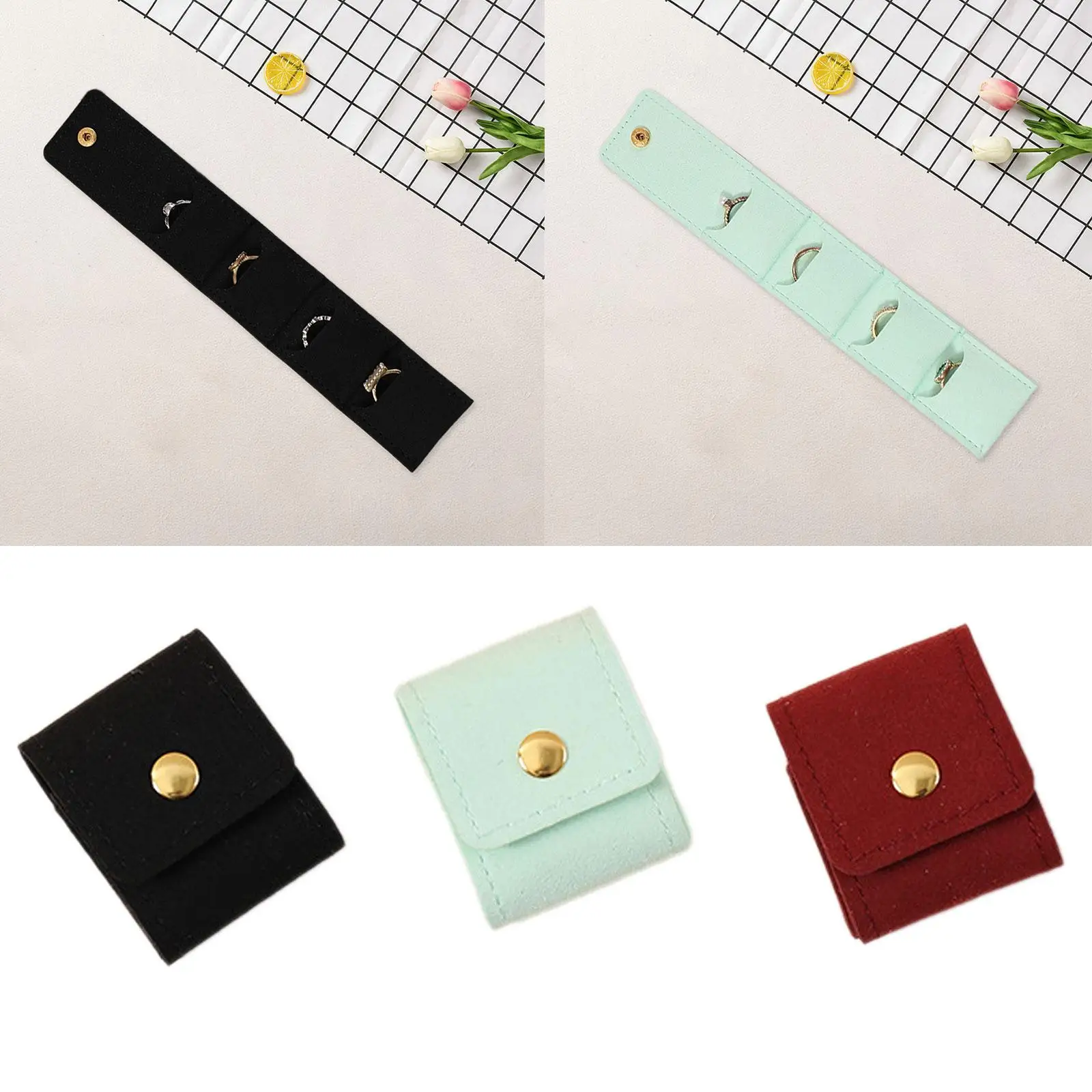 

Mini Travel Jewelry Roll Bag Jewelry Organiser Bag Compact Practical Charms with Buckle for Travel Watches Trinkets Bracelet