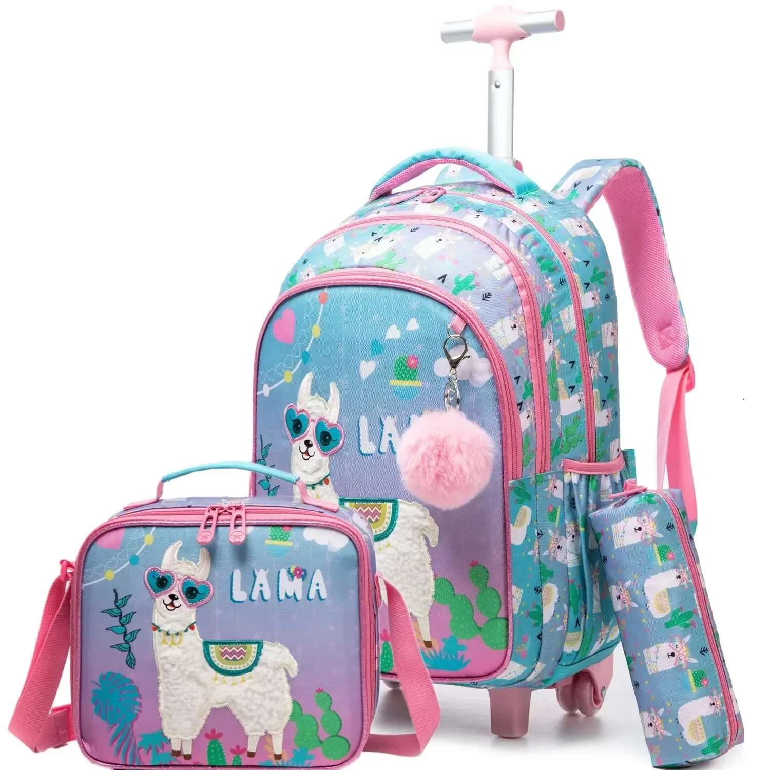 

3PCS Children's Rolling Backpack Set Kids School Bag with Wheels Carry on Luggage with Lunch Bag for Elementary Student Backpack
