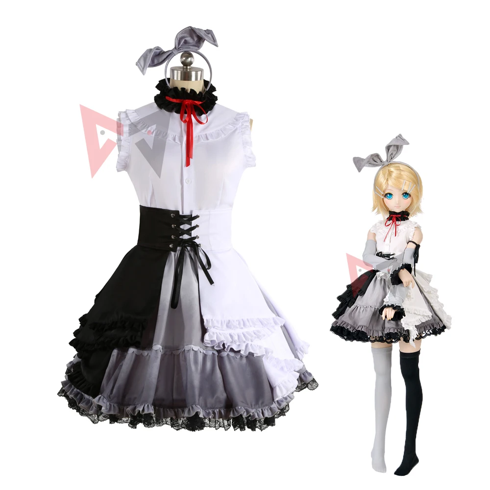 

Wonderlands Showtime SEKAI ALBUM Vol.1 Rin Cosplay Costume Dress Headwear White And Black Set Custom Made