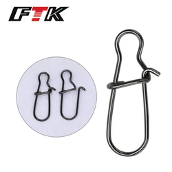 FTK 50Pcs Fishing Snaps Clip Lock Snap Strong Stainless Steel Quick Change Lure Snap Fishing Clips Freshwater Saltwater Tackle