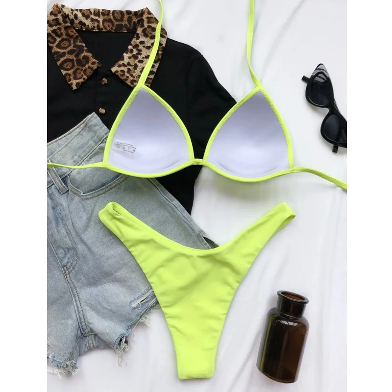Women 2 Piece Swimsuit Sexy Swimwear Halter String Triangle Bikini Sets