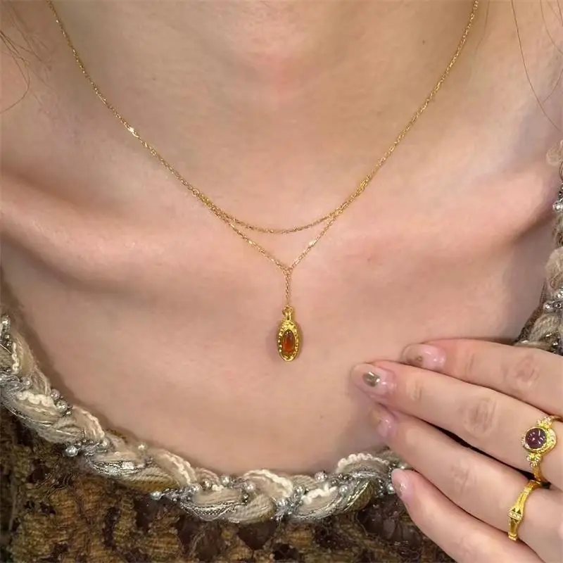 XIYANIKE Maillard Double Layer Caramel Pendant Necklaces For Women Girl Fashion New Year Jewelry Gift Party Birthday колье