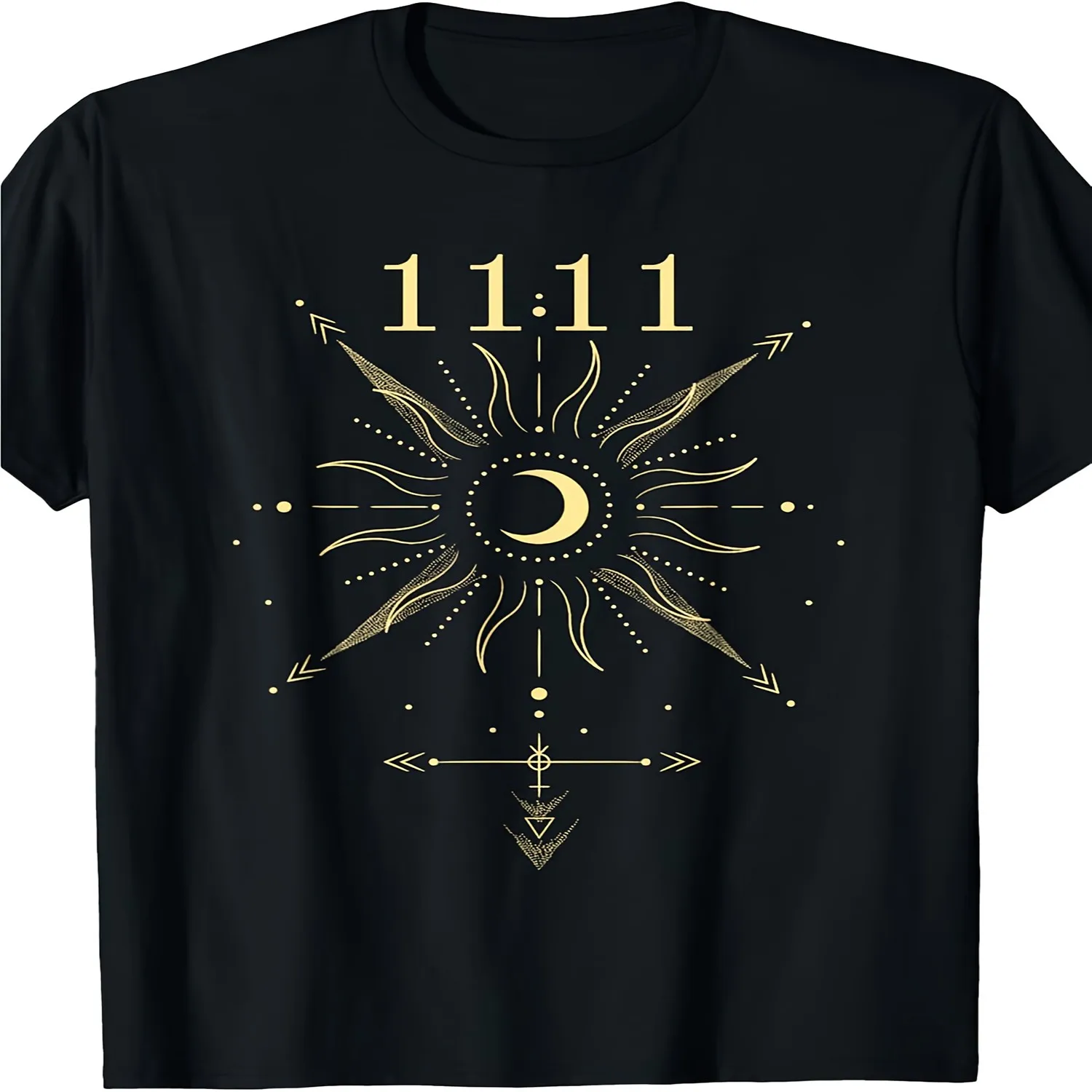 Angel Number 1111 Numerology Spiritual T-Shirt - 100 Limited Edition Retro Graphic Tee with Celestial Sun, Moon Stars Design for Halloween, Christmas Unisex tshirt, Graphic tshirt