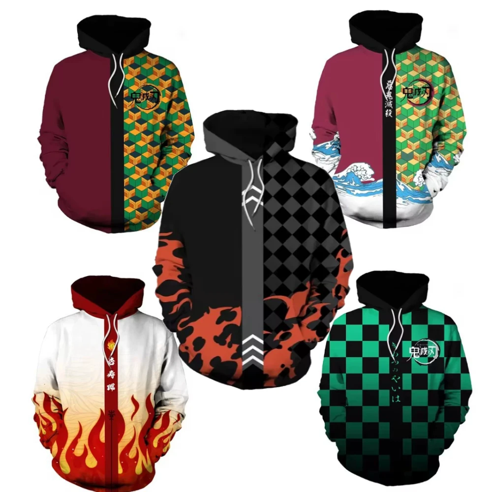 

Anime Demon Kimetsu Yaiba 3D Hoodie Sweatshirts Demon Agatsuma Zenitsu Tomioka Giyuu New Autumn Cosplay Tops