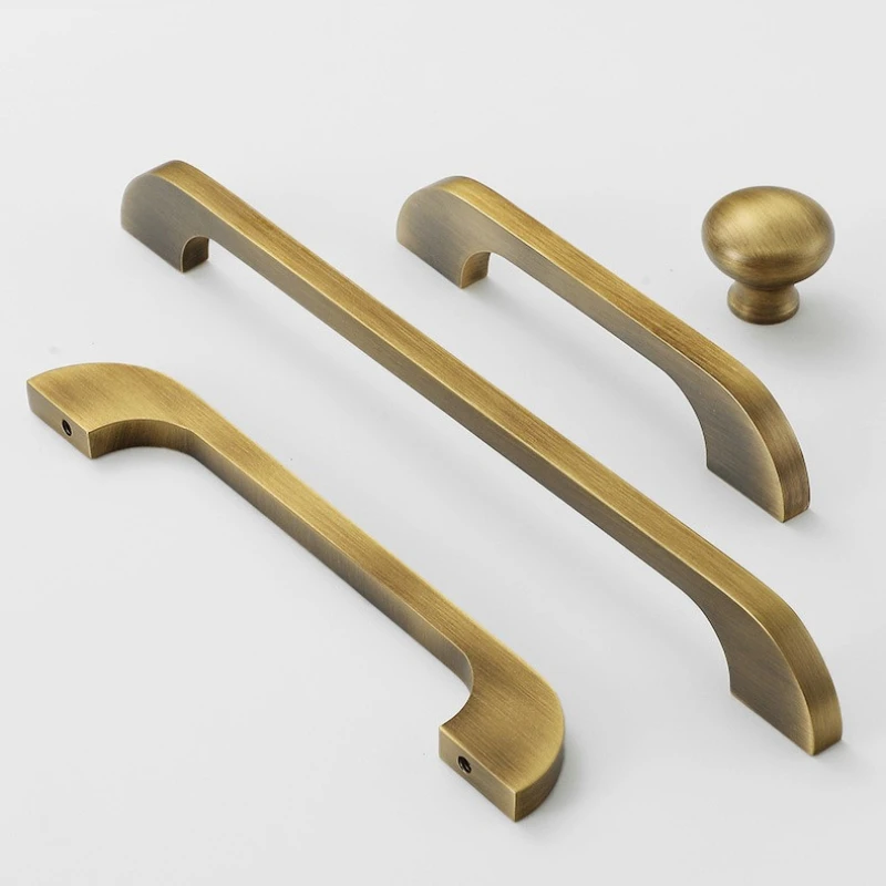 Nordic Vintage Brass Handles for Furniture Bronze Handles for Wardrobe and Drawer Kitchen Cabinet Handles Shoe Cabinets Pulls