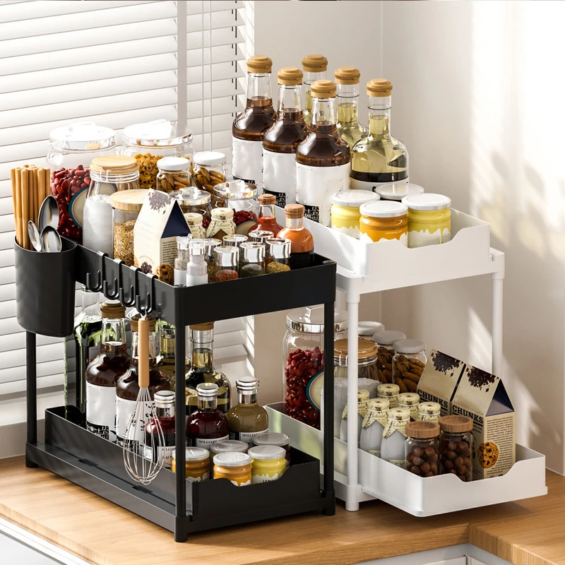 

2-уровневый органайзер под раковиной, раздвижной шкаф, корзина-органайзер, стеллаж для хранения, столешница для ванной комнаты, выдвижная полка для хранения