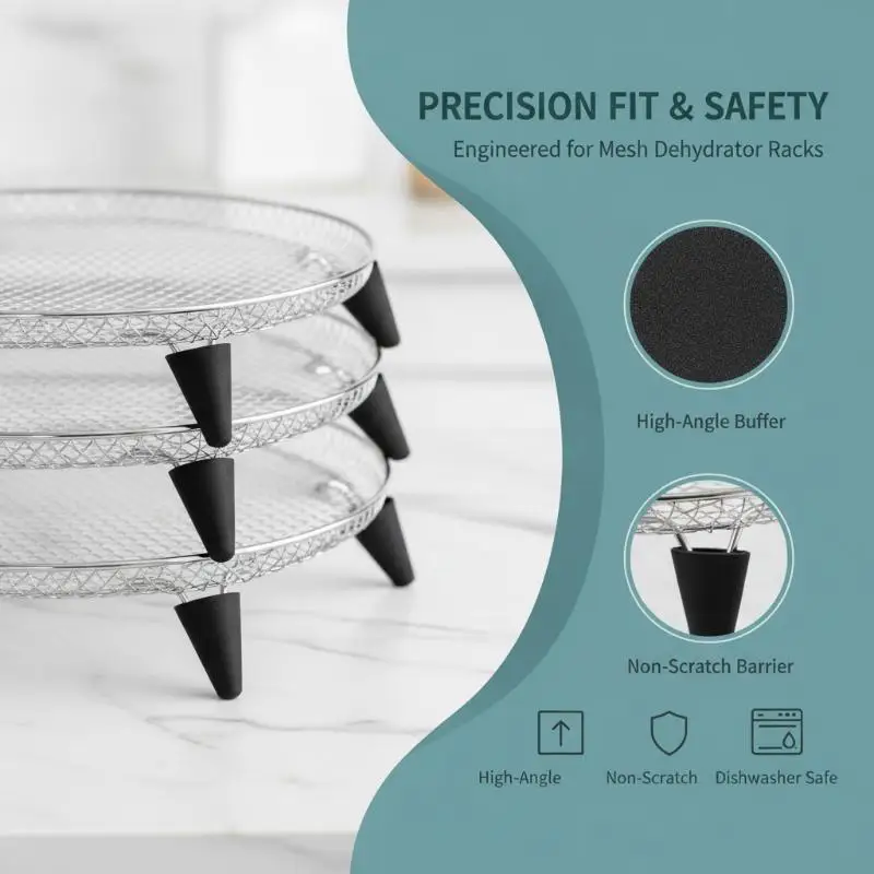 Heat Resistant Heightened Silicone Rack Pads, Non-Slip Protective Mats, Multipurpose for Air Fryer, Oven, Grill & Baking Cookin