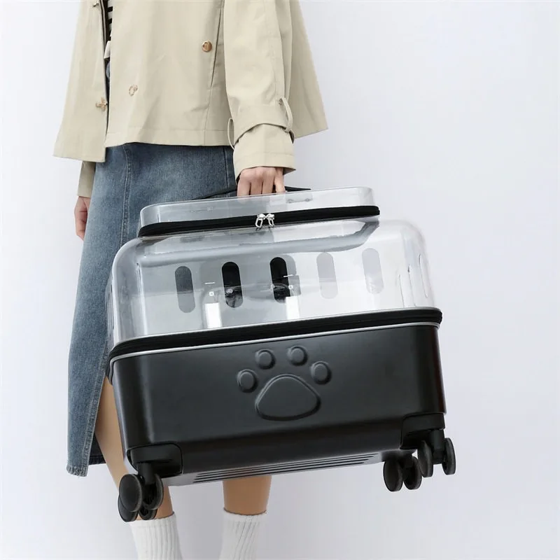 Pet trolley case cat bag out portable cat suitcase transparent large cat trolley dog space capsule