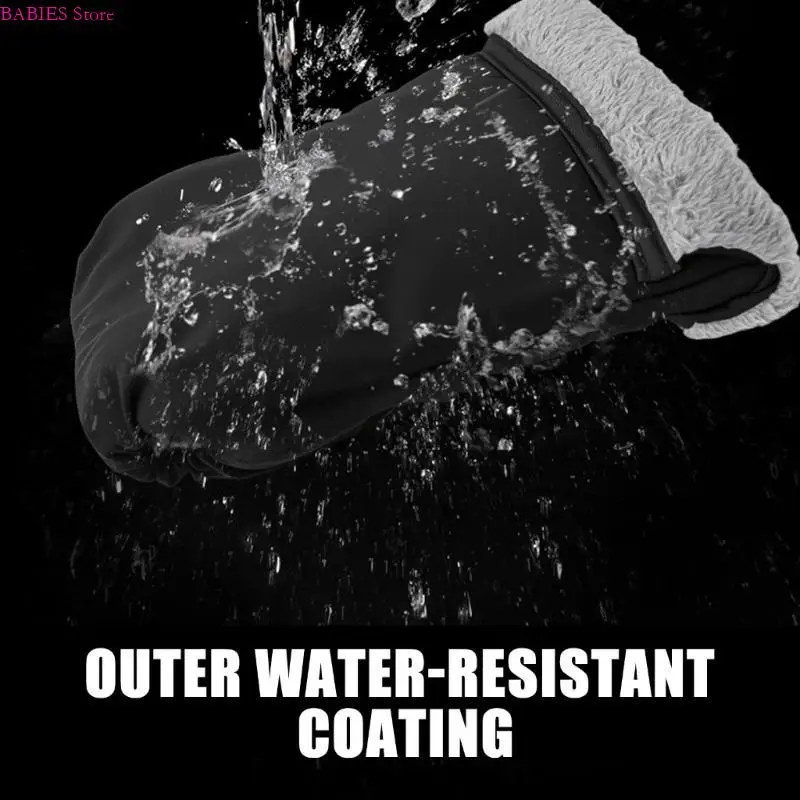 

C9GB Cosy Fleece Lined Strollers Handle Mittens for Most Carriages Windproof Polyester Fabric Easily Fasteners