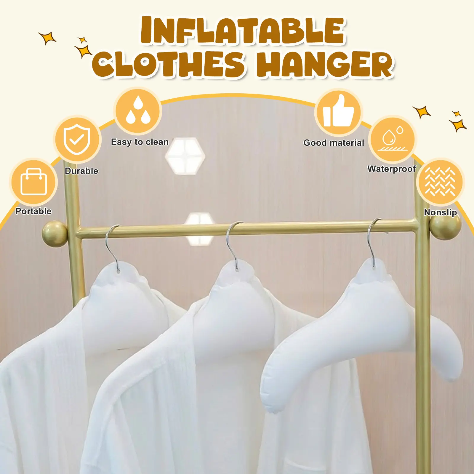 5 Pcs Clothe Fabric Inflatable Drying Rack Hanger Folding Hangers Black Clothes