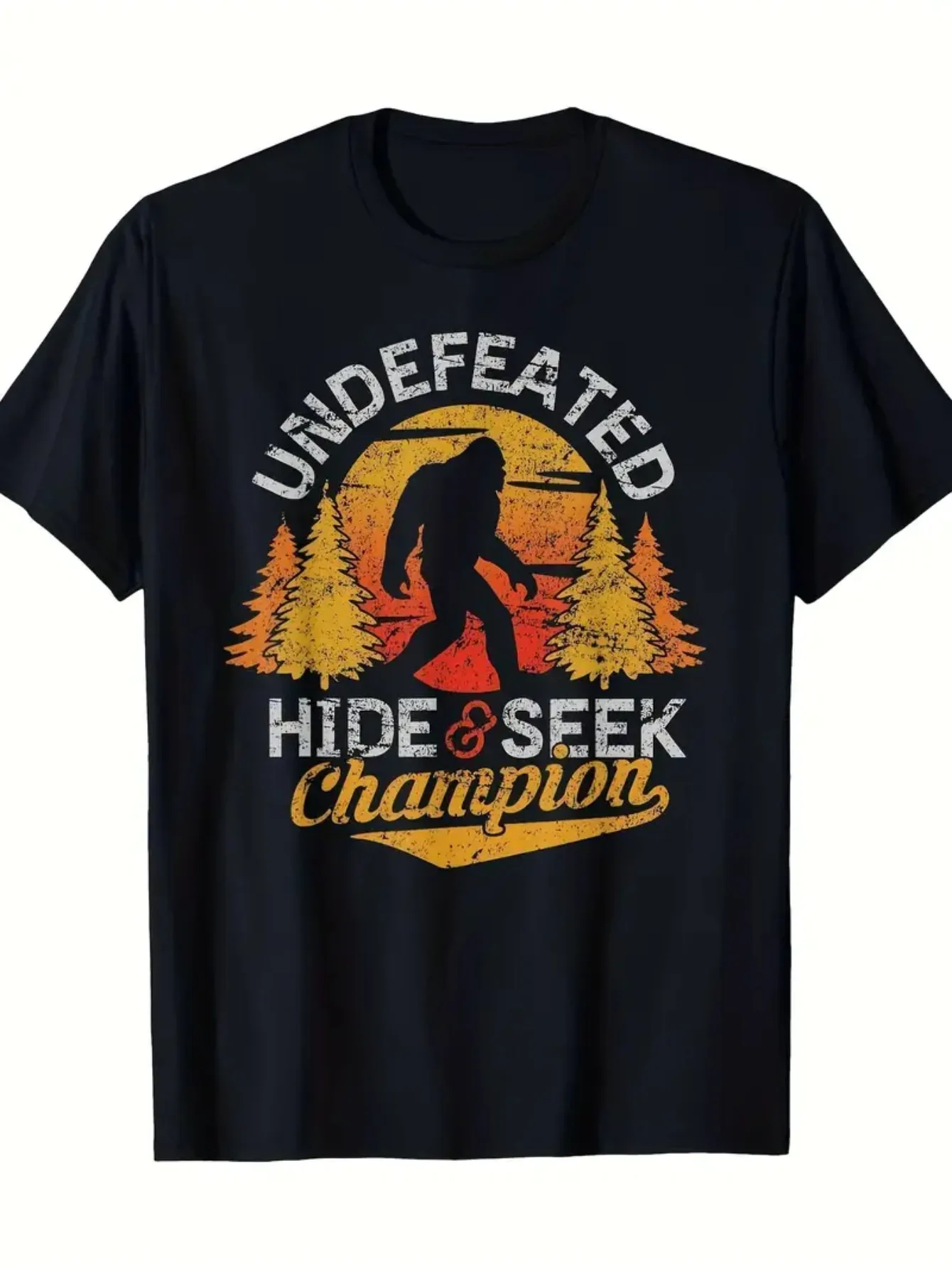 

Мужская футболка Bigfoot Hide-and-Seek, 100% хлопок, мягкая повседневная футболка с круглым вырезом и короткими рукавами, с принтом в виде изображения Bigfoot.