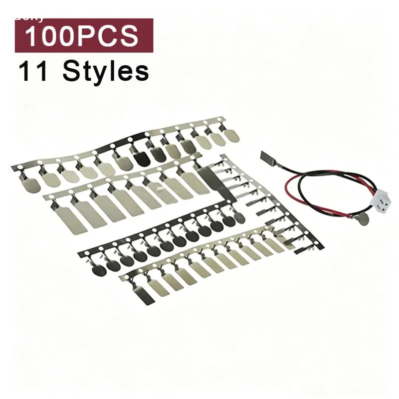 100Pcs Crimping Terminals Contacts Pins Tape Connector Round Square Nickel Sheet For 18650 Lithium Battery Li-ion Cell