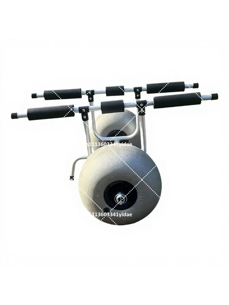 Foldable Kayak Cart Dolly, Heavy Duty Rubber Boat Trailer, Portable Inflatable Boat Carrier with Two Wheeled Trolley Bracket