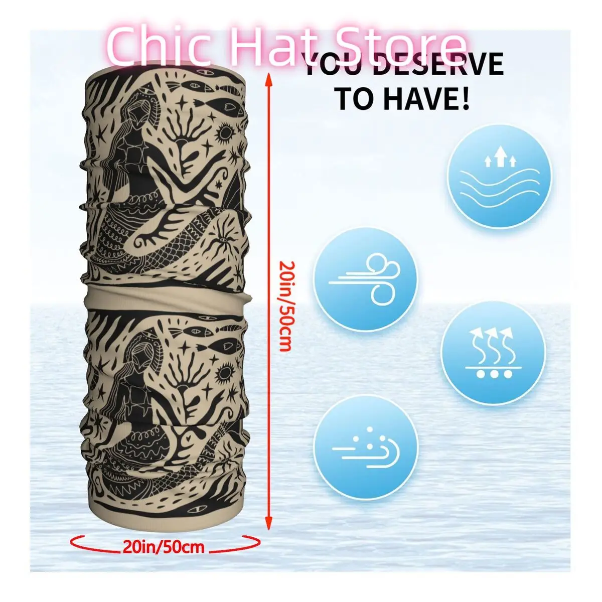 Mythical Mermaid Totem (2) Scarf Neckerchief Neck Face Mask Polyester