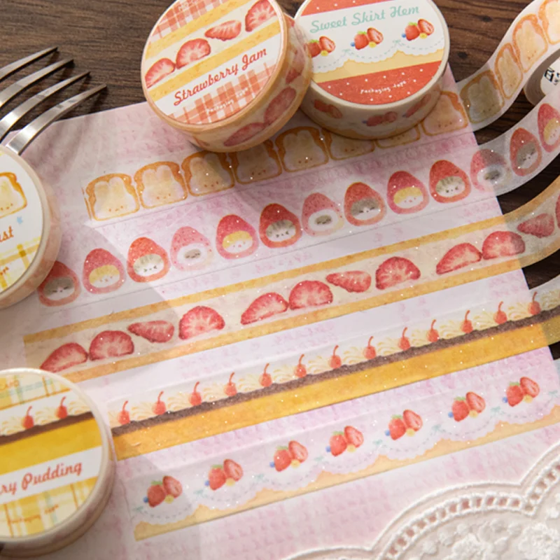 Mr. Paper Delicious Cake Masking Tape 1 Roll Cute Fruit Strawberry Bear Cake Sticker Tape Family Handbooks Decoration Gifts