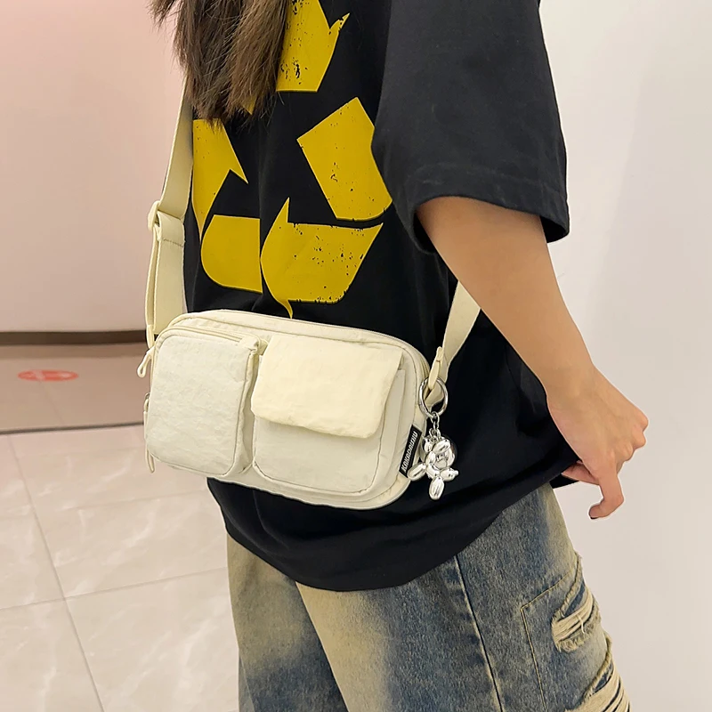 ジッパー付きナイロン製縫製糸カジュアル女性用ウエストパック2026人気シンプルソフト人気通勤ユースクロスボディバッグ