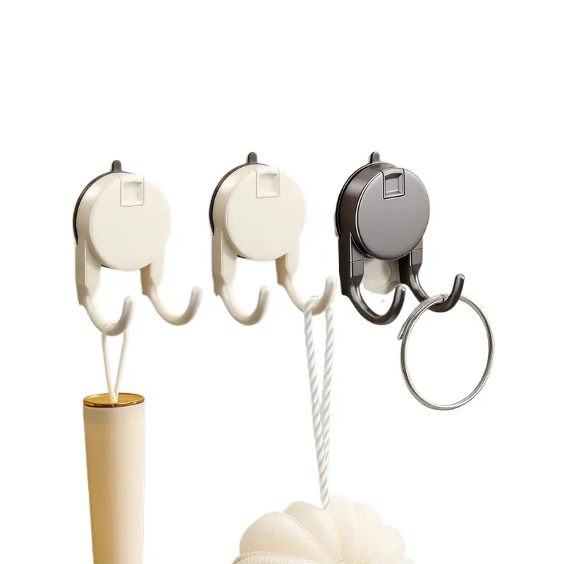 seamless adhesive hook double hook hook non-punching vacuum strong load-bearing kitchen door bathroom bathroom tile