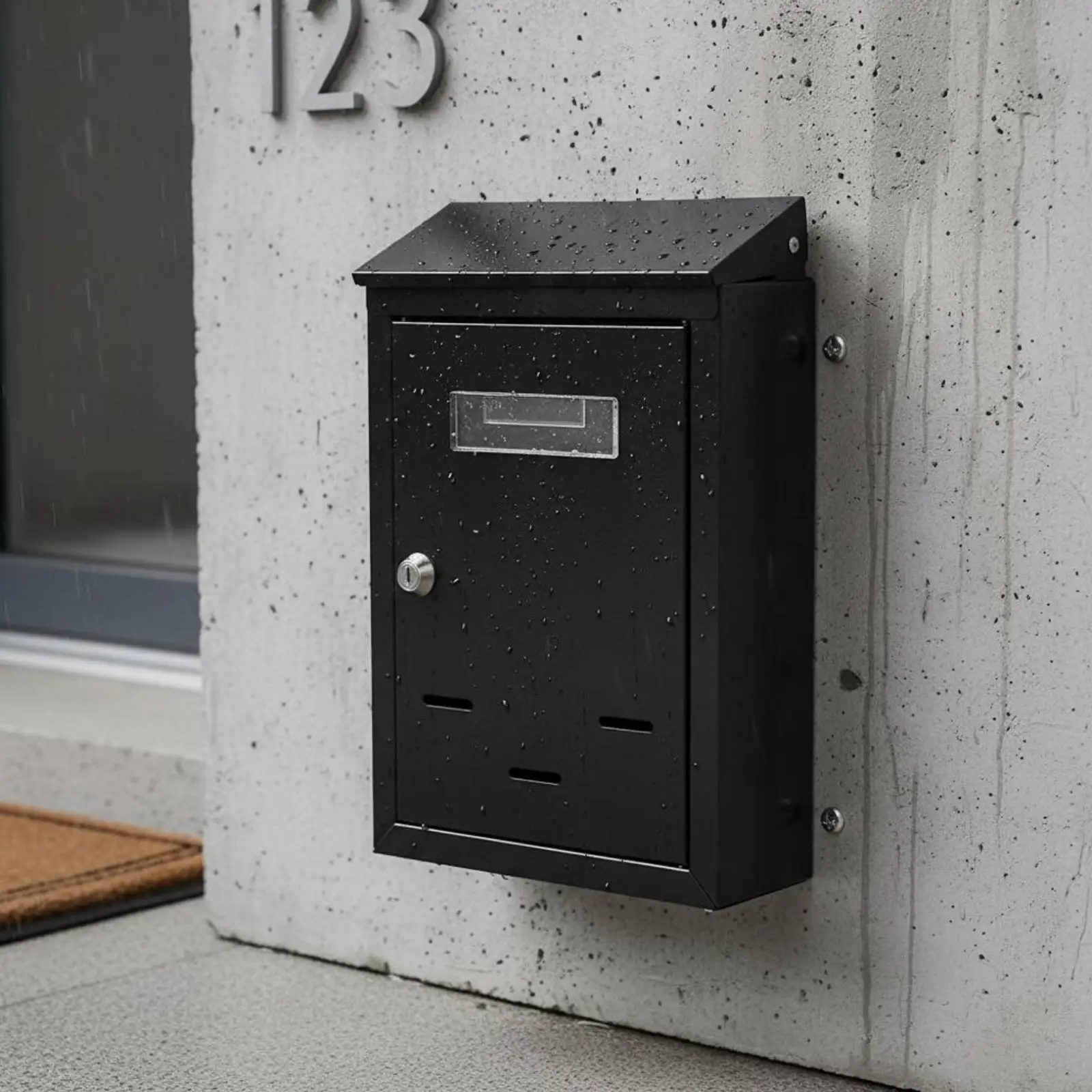 Wall Mounted Lockable Mailbox for Outdoor Iron Weatherproof Letter Holder with Keys for Small Parcels