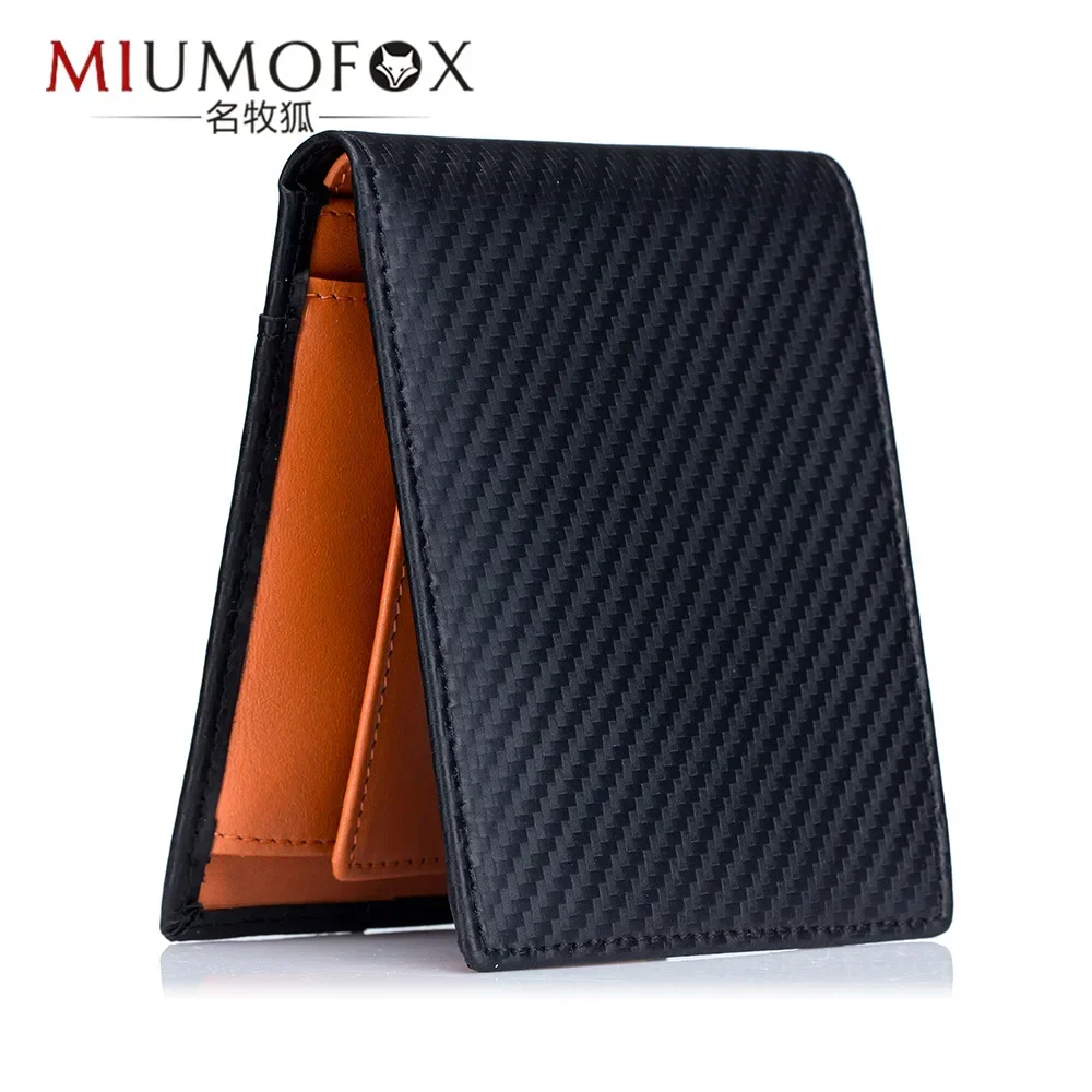 

Rfid Ultra Thin Short Wallet Genuine Leather Men's Anti-theft Card Holder Utility New Japan Carbon Fiber Wallet Coins Purses