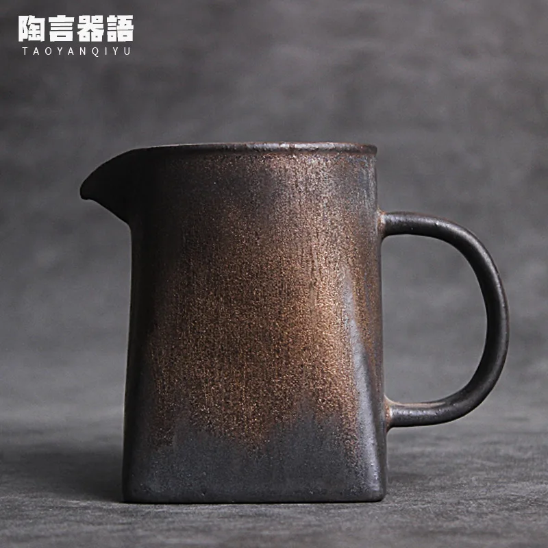 Japanese-style black gold hand-brewed coffee cup handmade retro rough pottery hand-held milk drink average water cup