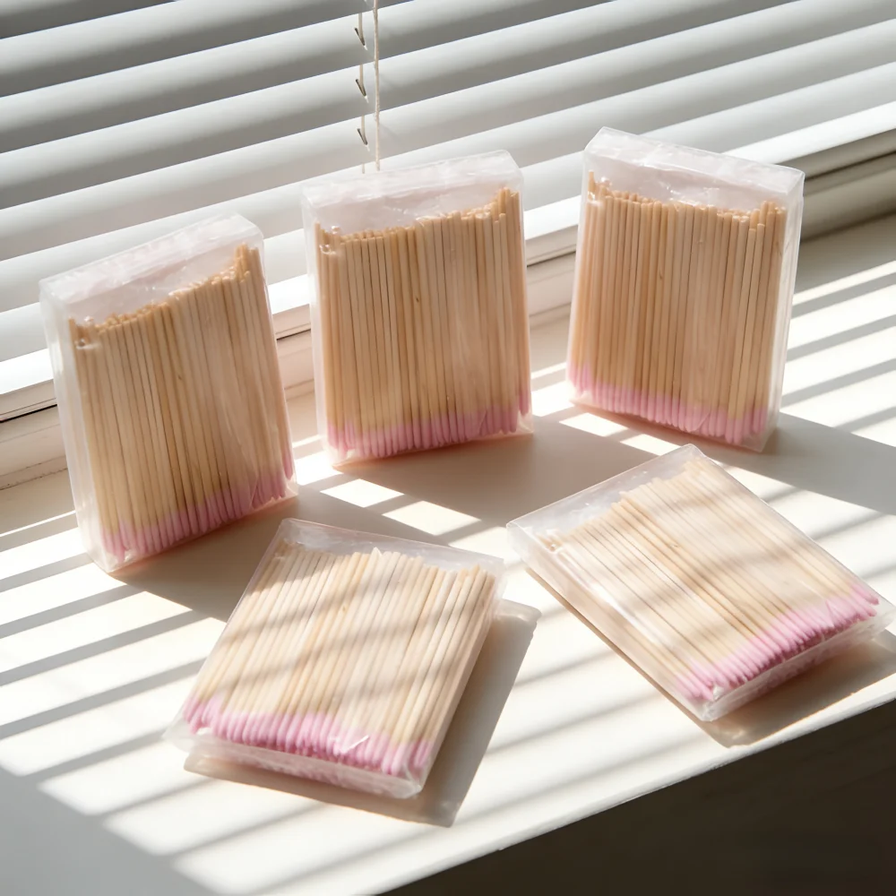 

10cmPink CottonSwab Microbrush Eyelash Sticks Buds Tip Ear Toothpick Makeup Eyebrow Sticks Glue Removing Tattoo Makeup Cosmetics