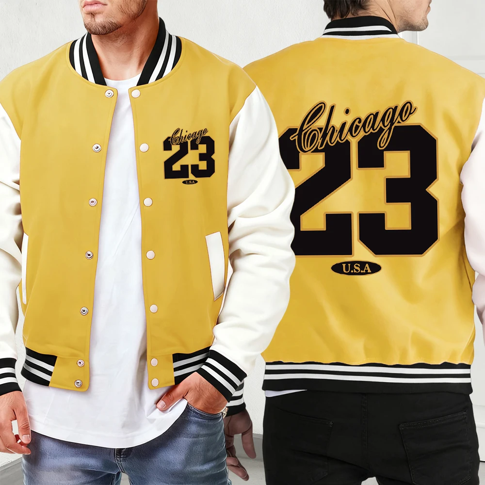 

Чикаго, США, номер 23, уличный бейсбольный трикотаж, мужские базовые осенне-зимние куртки, карманная одежда в стиле хип-хоп, удобная свободная жилетка