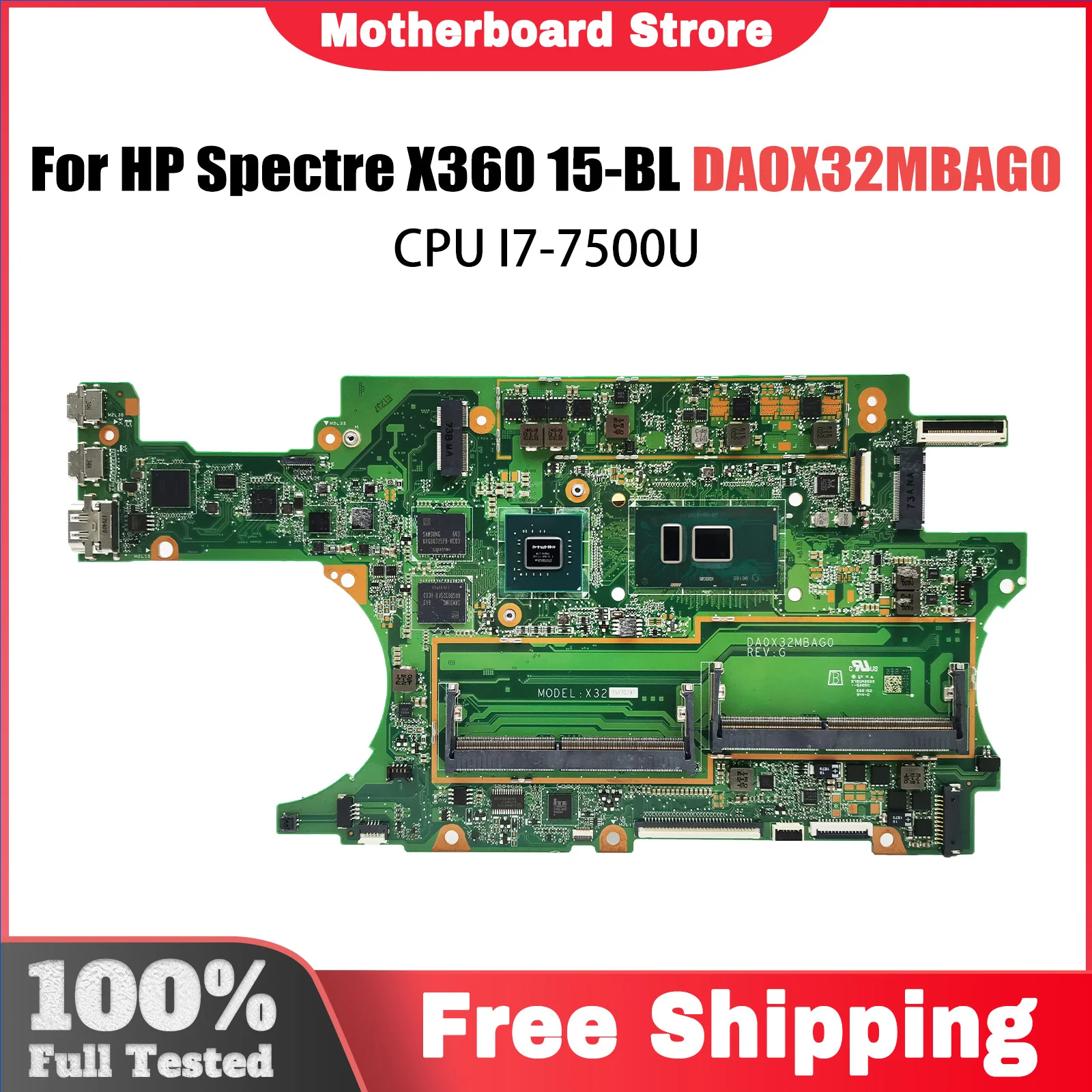 

Материнская плата для ноутбука HP X360 15-BL 15T-BL DA0X32MBAG0 SR2ZV i7-7500U N16S-GTR-S-A2 940MX, материнская плата с полным тестированием