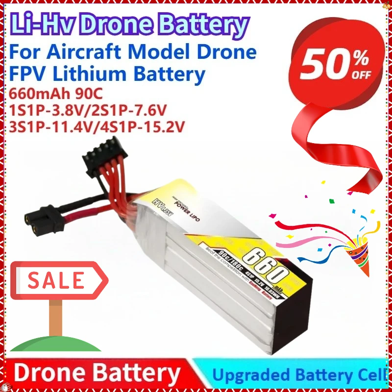 

Brand New 1S 3.8V/2S 7.6V/3S 11.4V/4S 15.2V Lipo Battery 660mAh 90C with XT30 Plug for Aircraft Model Drone FPV Lithium Battery