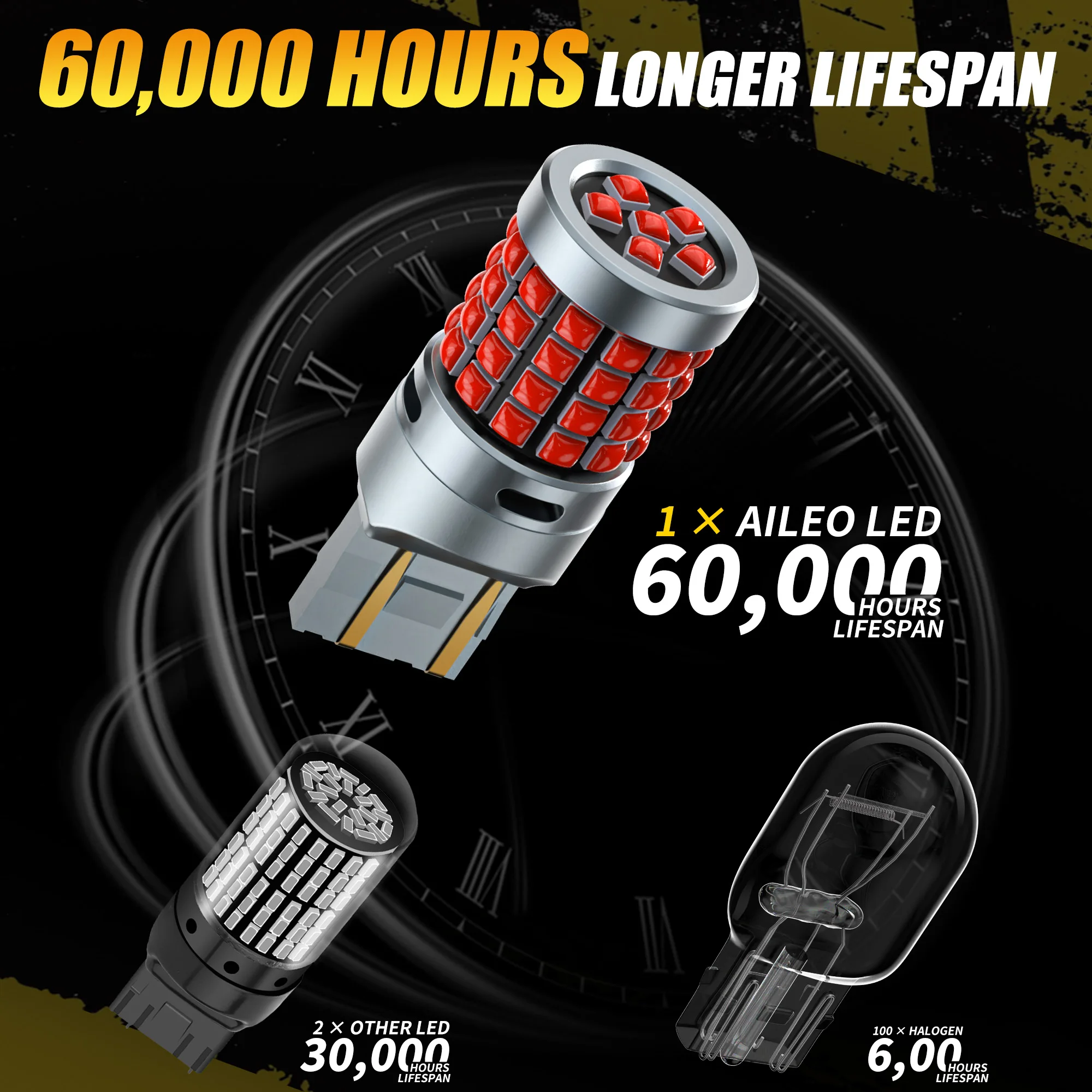 AILEO 2 PCS W21W 7440 W21/5W 7443 T20 LED Reverse Light Bulb 3030  54 Chips 3000LM Bright Turn Signal Brake 12V White Red Yellow
