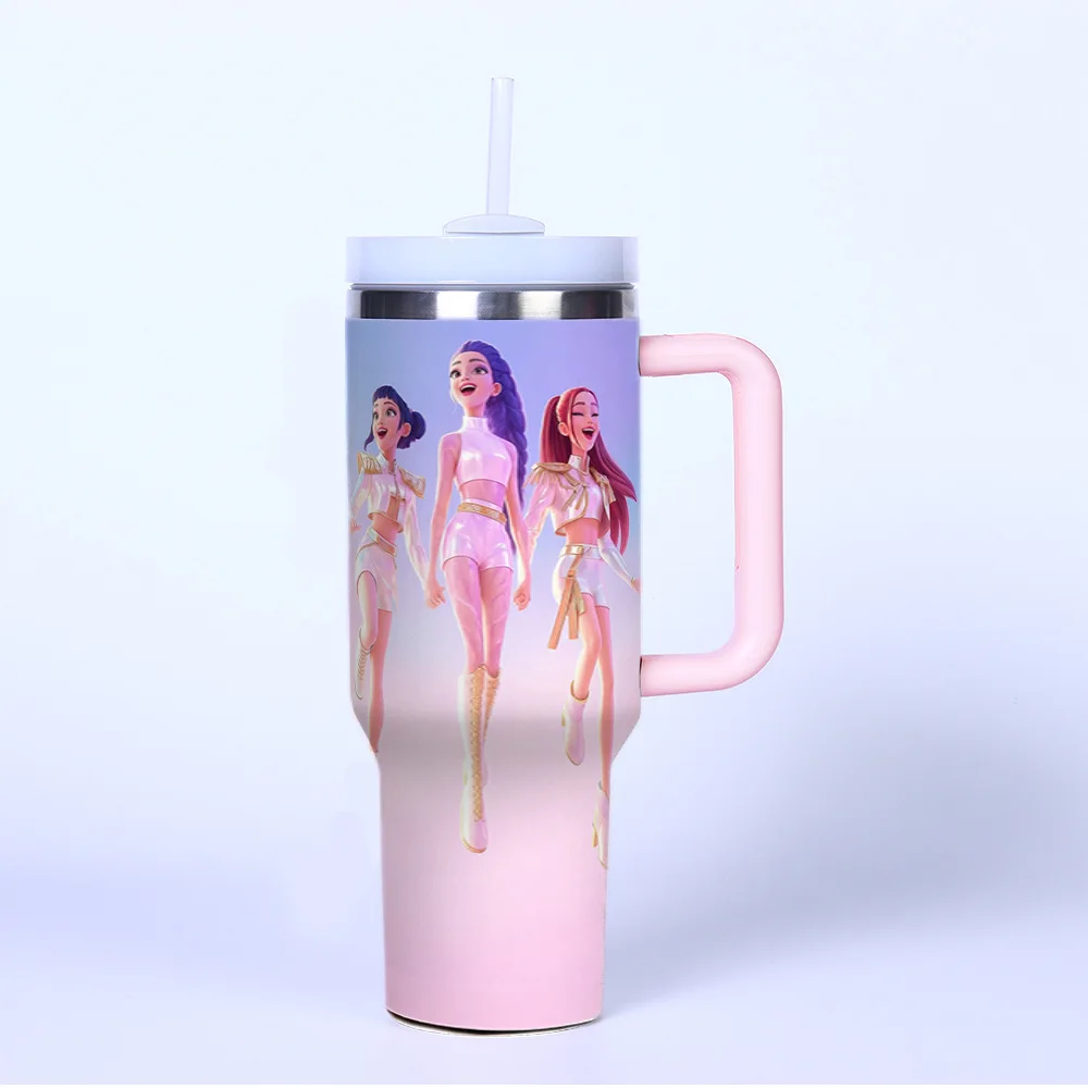 K-pop Demon Hunters Thermos Cup Kids Anime Rumi Mira Zoey Unisex Vacuum Cup Water Bottle Office Coffee Mug Gift for Boys Girls - Image 2