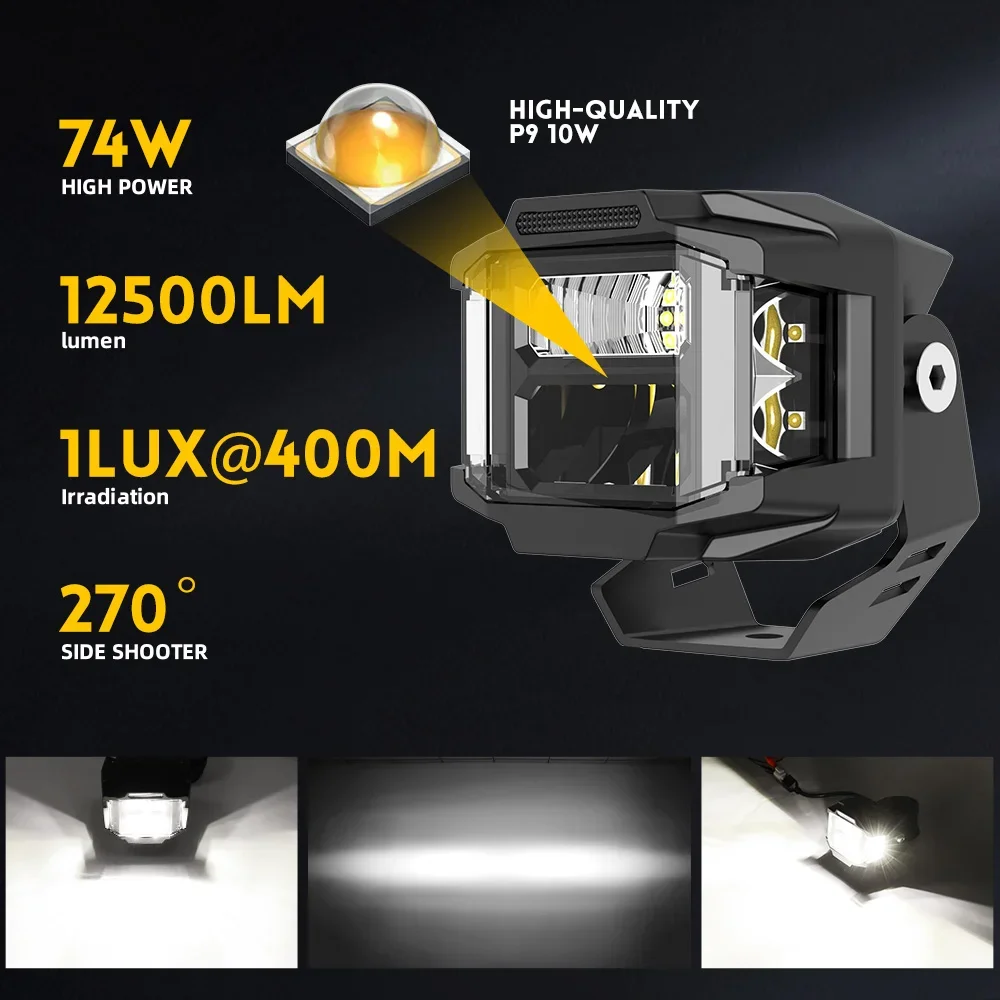 72W LED デュアルカラー作業灯 車用オートフォグドライビングライト トラック SUV ATV用