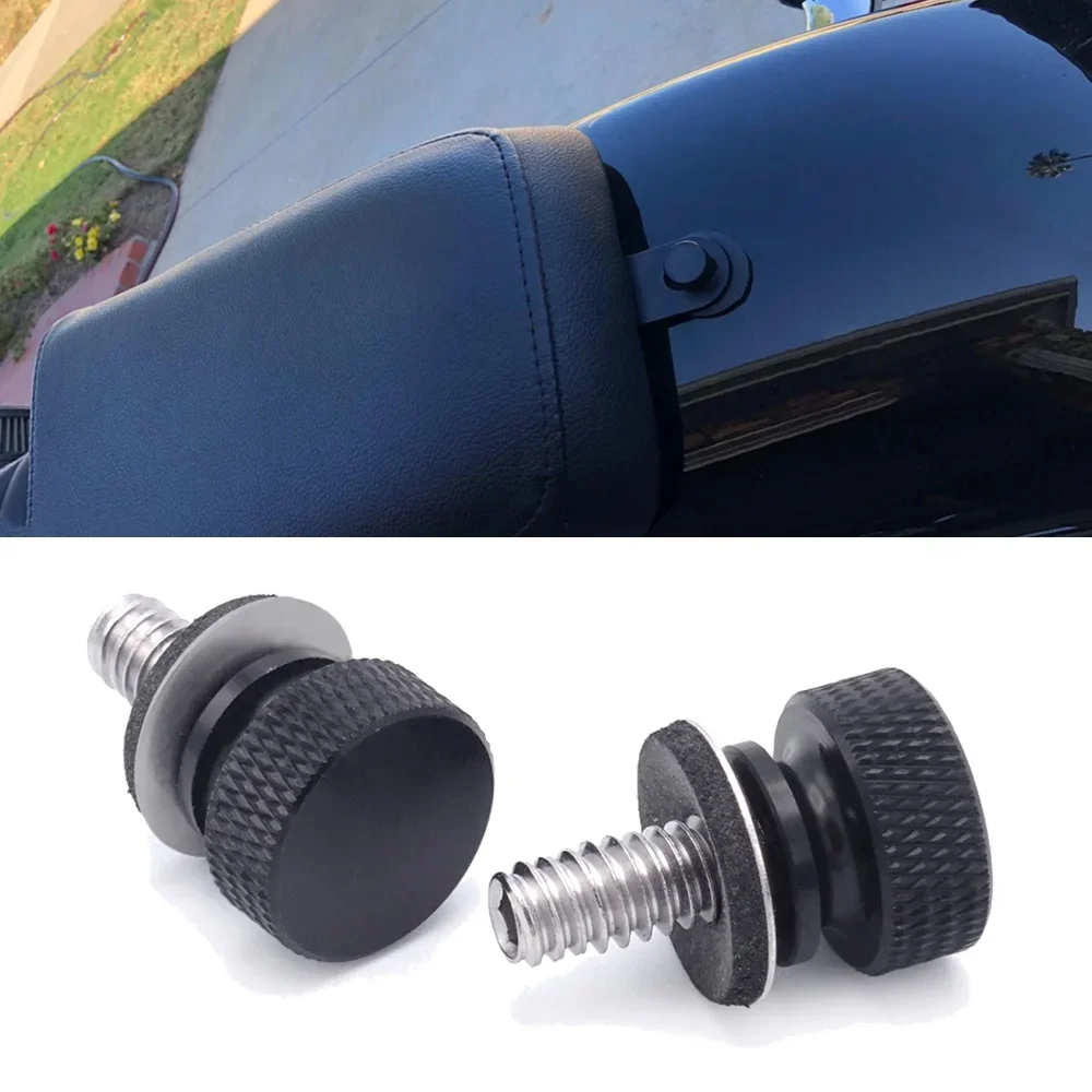 2 pcs Black Billet Aluminum Hard Anodized 1/4 inches Seat Screw Thumb Bolt For 1986-2024 Harley-Davidson