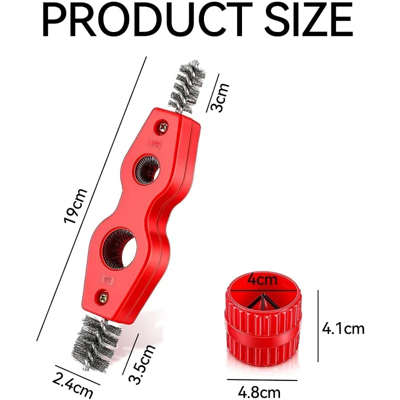 2Pcs Copper Pipe Cleaner and Reamer, 4 in 1 Pipe Deburring Brush & Reamer Tool for PVC Tubing,Aluminum Pipes,Tubing Chamfer Tool
